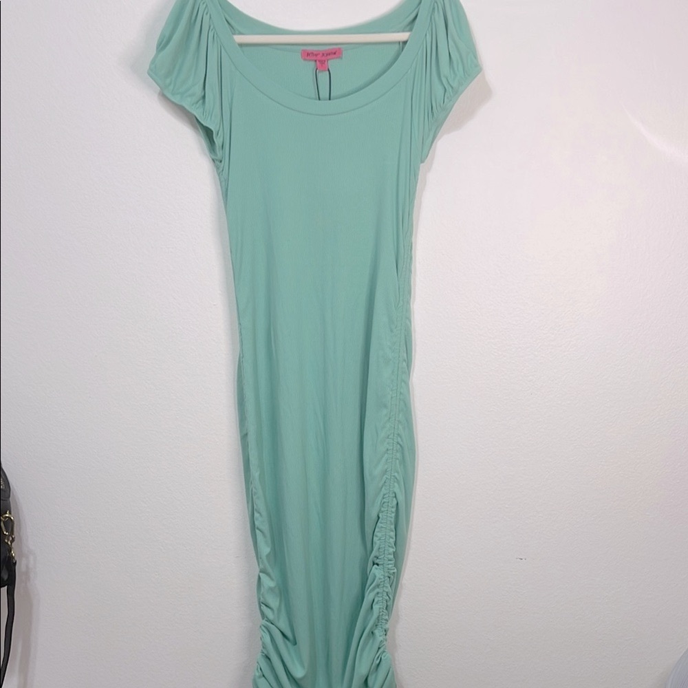 Betsey Johnson Mint Green Ruched Bodycon Maxi Dress NWT